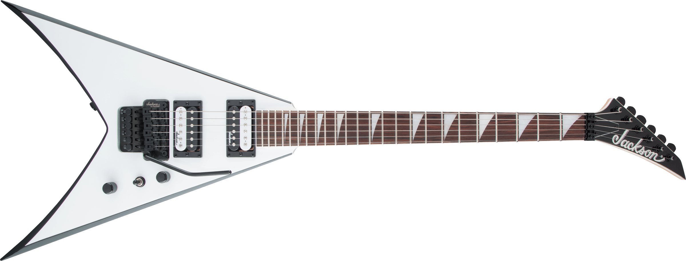 Jackson JS32 king V WHT with Black Bevels 291-0224-577