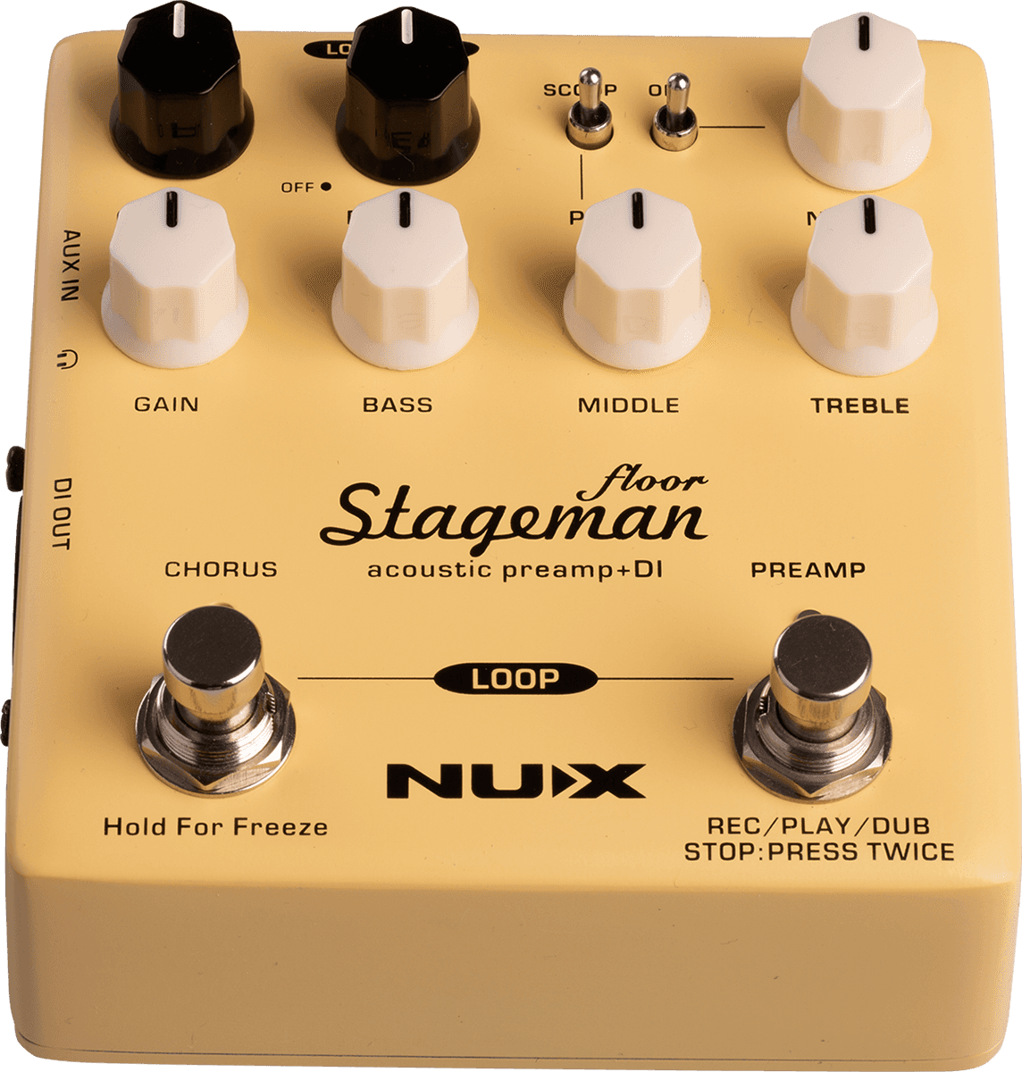 Nux STAGEMAN-FLOOR Préampli acoustique, sortie DI, 3 effets intégrés